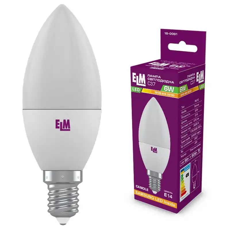 Лампа LED ELM PA10, 6W, E14, 3000K, 18-0091 купити недорого в Україні, фото 1