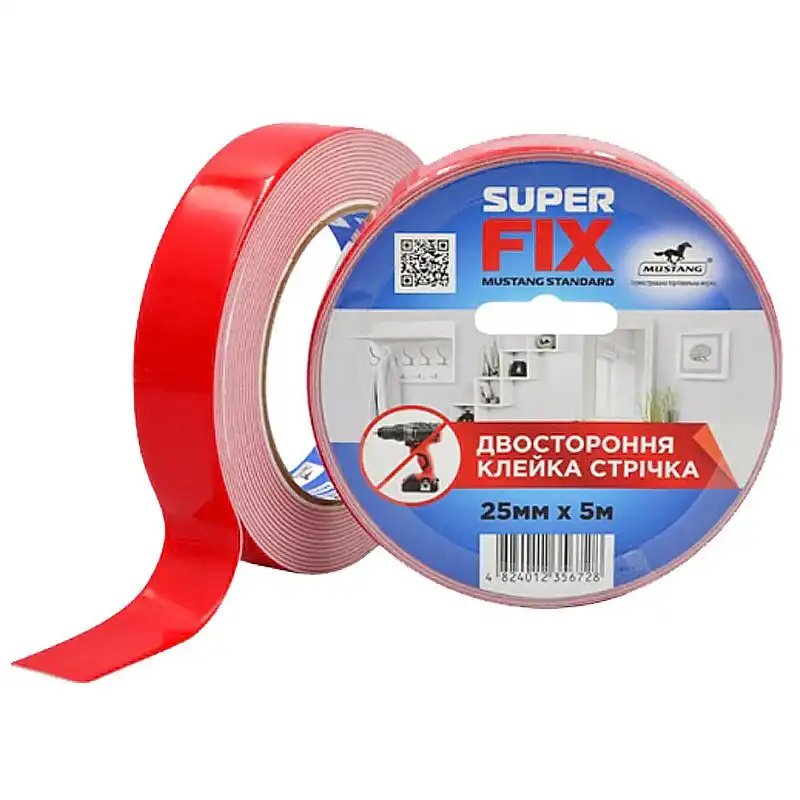 Лента двухсторонняя вспененная Mustang Super Fix Standard, 25 мм х 5 м, SF255 купить недорого в Украине, фото 1