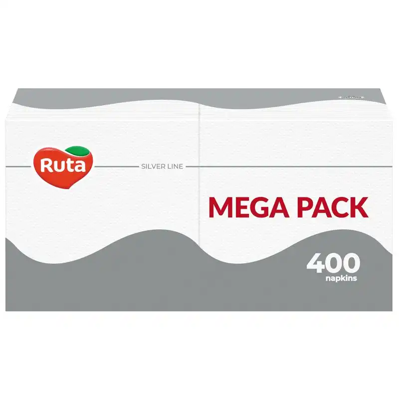 Серветки столові Ruta Mega Pack, 1 шар, 400 шт, 24х24 см, білий купити недорого в Україні, фото 1