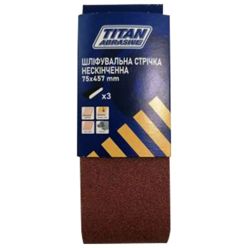 Стрічка шліфувальна Titan Abrasive Р 36, 75х457 мм, 3 шт, TA75457036 купити недорого в Україні, фото 1