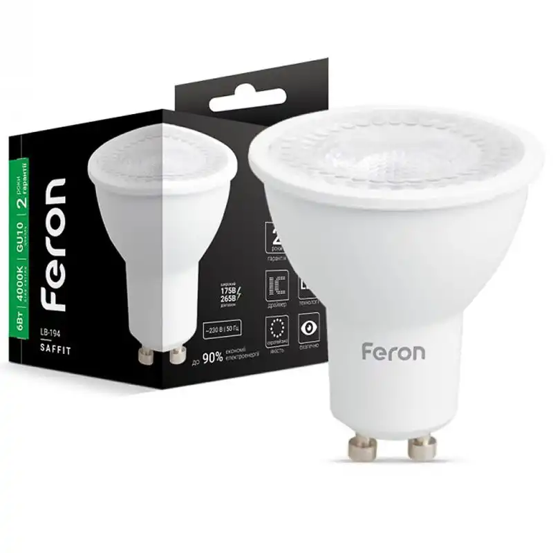 Лампа Feron MR16 LB-194, 6W, GU10, 4000K, 230V, 6529 купити недорого в Україні, фото 2