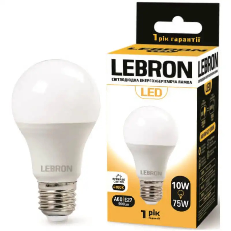 Лампа Lebron L-A60, 10W, Е27, 4100K, 11-11-32 купити недорого в Україні, фото 1
