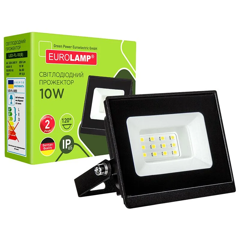 Прожектор светодиодный с радиатором B Eurolamp SMD, 10 Вт, 6500K, черный, LED-FL-10(B) купить недорого в Украине, фото 1