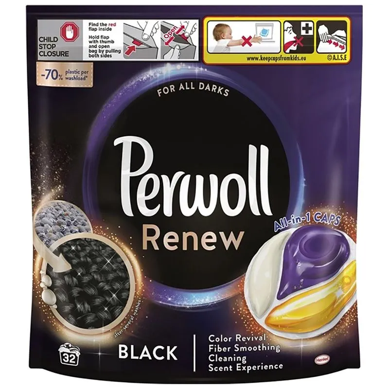 Капсули для прання Perwoll Renew Black для темних та чорних речей, 32 шт, 2886277 купити недорого в Україні, фото 1