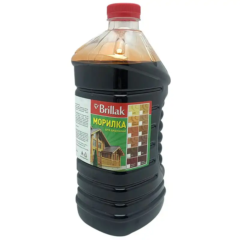 Морилка для деревини Brillak, 2 л, червоно-коричневий купити недорого в Україні, фото 1