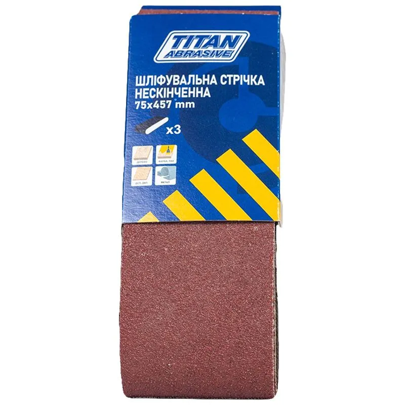 Шліфувальна стрічка Titan Abrasive, 75х457 мм, P100, 3 шт, TA75457100 купити недорого в Україні, фото 1