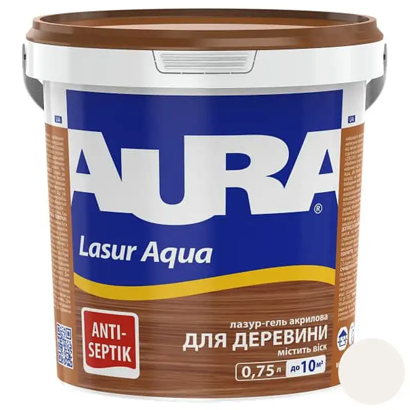 Средство деревозащитное Aura Lasur Aqua, 0,07 л, белый купить недорого в Украине, фото 1