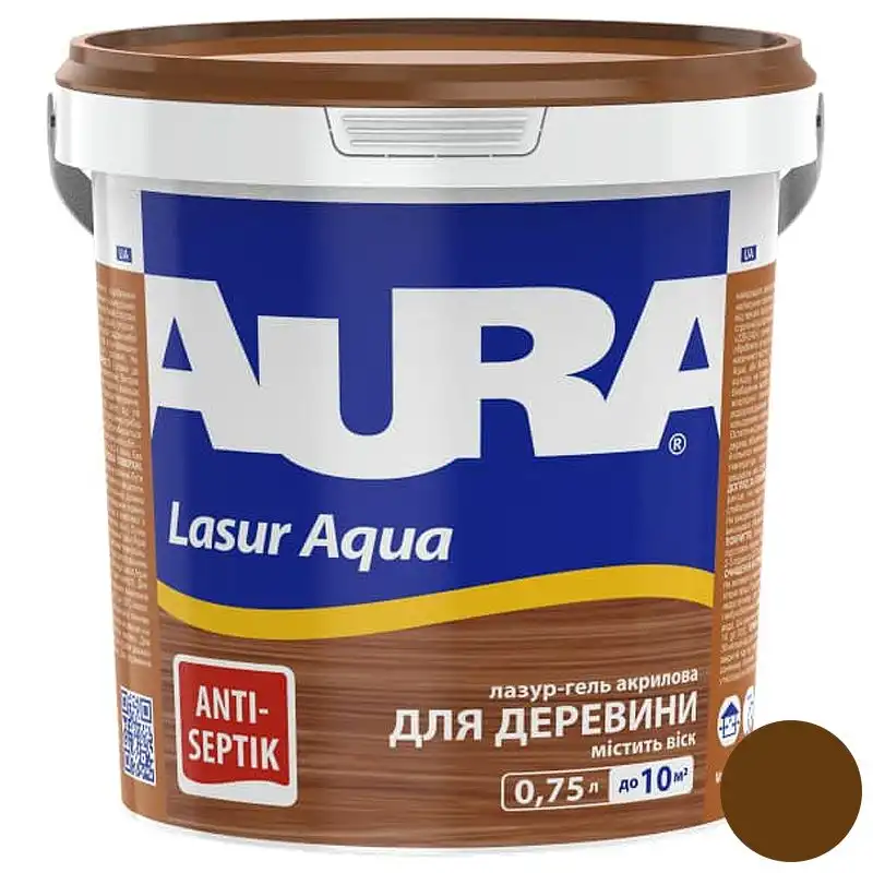 Засіб деревозахисний Aura Lasur Aqua, 0,07 л, горіх купити недорого в Україні, фото 1