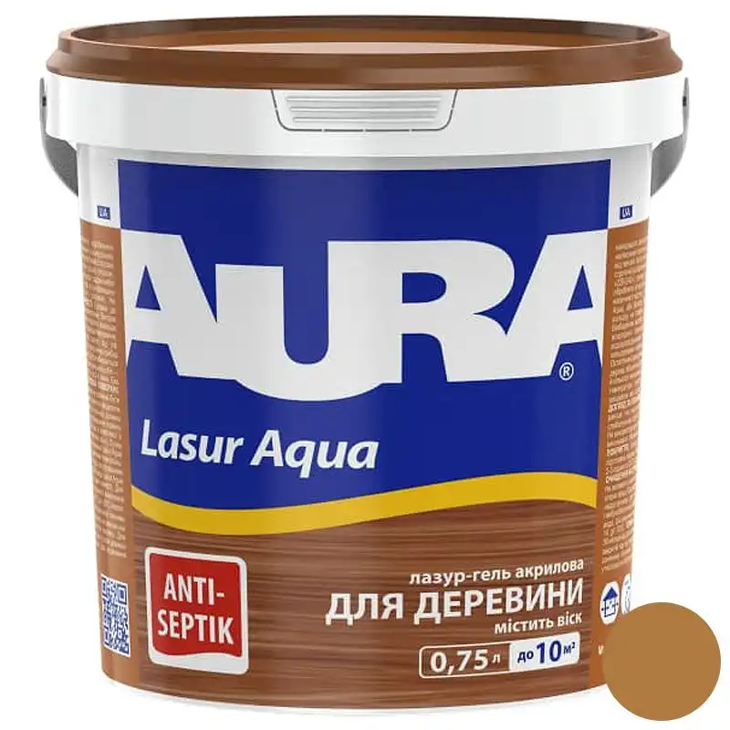 Средство деревозащитное Aura Lasur Aqua, 0,07 л, дуб купить недорого в Украине, фото 1