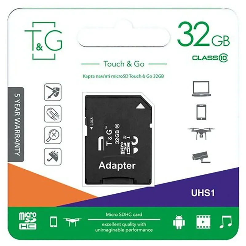 Карта пам'яті T&G, 32 GB, TG-32GBSD10U1-01 купити недорого в Україні, фото 1