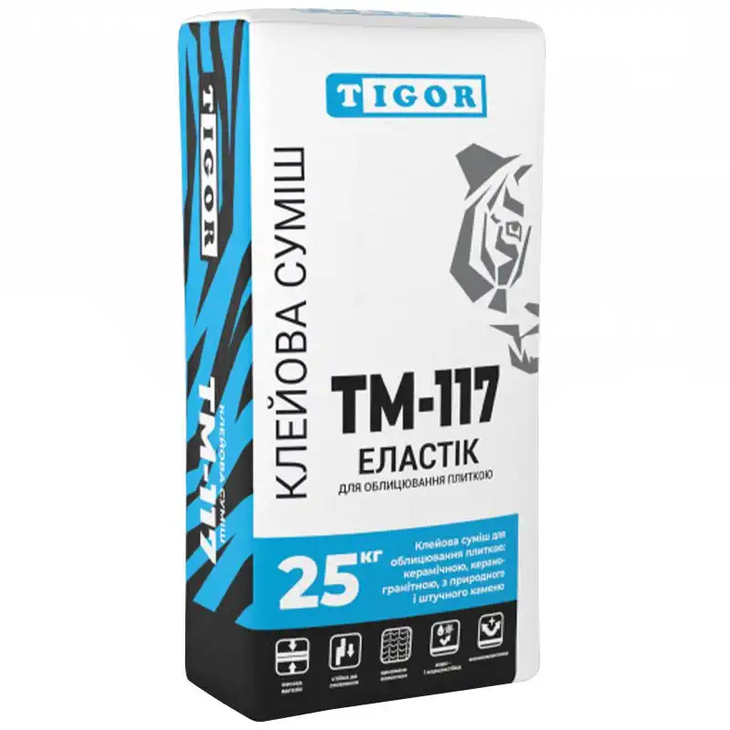Клей Tigor ТМ-117 Еластік, 25 кг купити недорого в Україні, фото 1