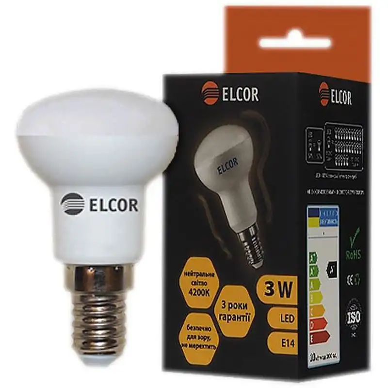 Лампа LED Elcor R39, 3W, Е14, 4200K, 534324 купити недорого в Україні, фото 1