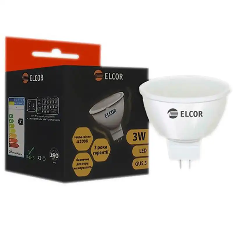 Лампа LED Elcor MR16, 3W, GU5.3, 4200K, 534325 купить недорого в Украине, фото 1