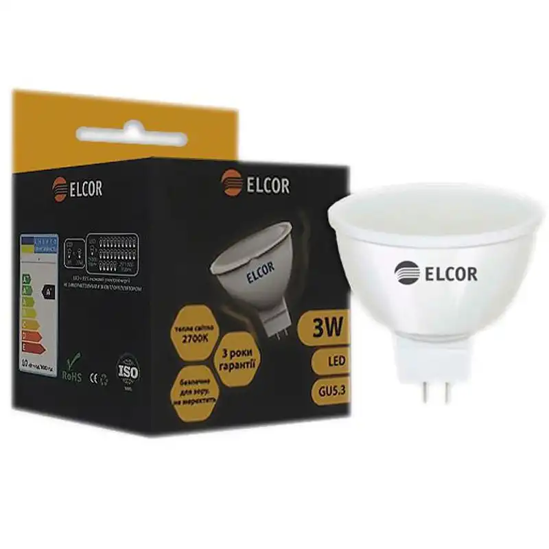 Лампа LED Elcor MR16, 3W, GU5.3, 2700K, 534326 купить недорого в Украине, фото 1