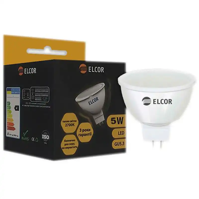 Лампа LED Elcor MR16, 5W, GU5.3, 2700K, 534328 купити недорого в Україні, фото 1
