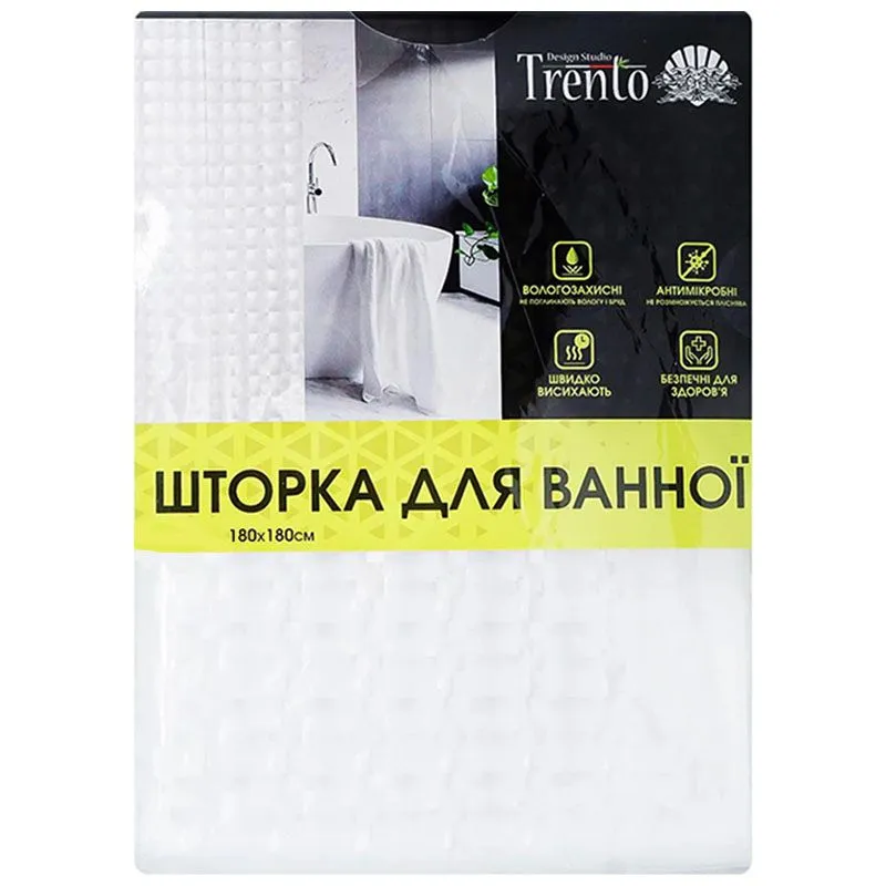 Шторка для ванної Trento, 180x180 см, прозора, 57166 купити недорого в Україні, фото 1