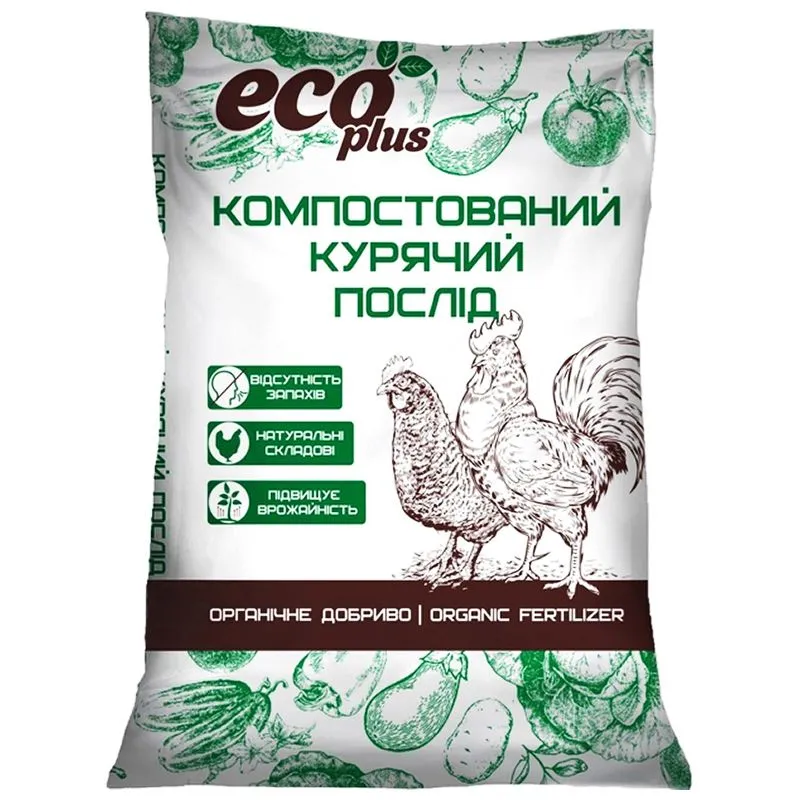 Компостований курячий послід  Ecoplus, 6 л купити недорого в Україні, фото 1