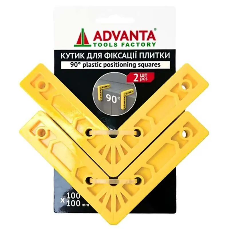 Кутик для фіксації плитки Advanta, 100х100 мм, 90°, 2 шт, 351000 купити недорого в Україні, фото 1