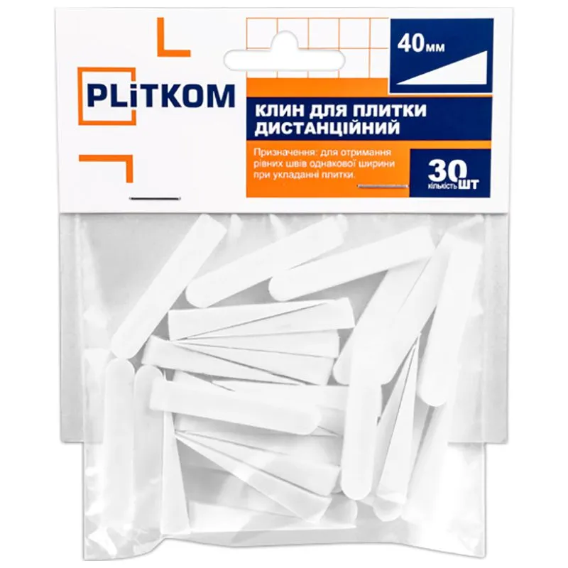 Клинья для плитки дистанционные Plitkom, 40 мм, 30 шт, 1111800 купить недорого в Украине, фото 2