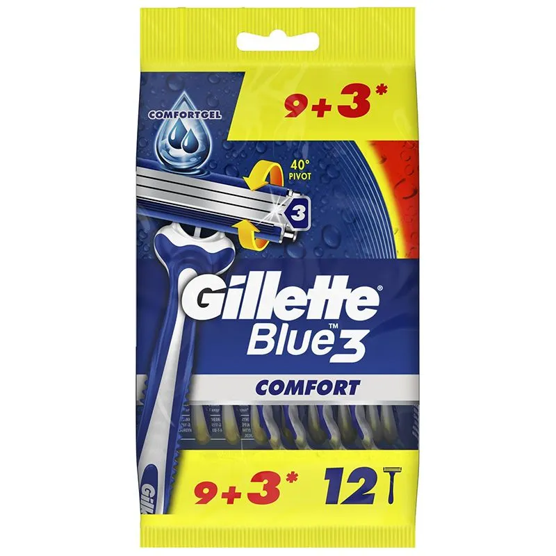 Бритви одноразові Gillette Blue 3 Comfort, 9+3 шт купити недорого в Україні, фото 1