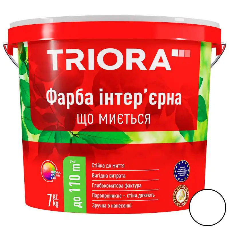 Фарба інтер'єрна мийна Triora, 7 кг, білий купити недорого в Україні, фото 1