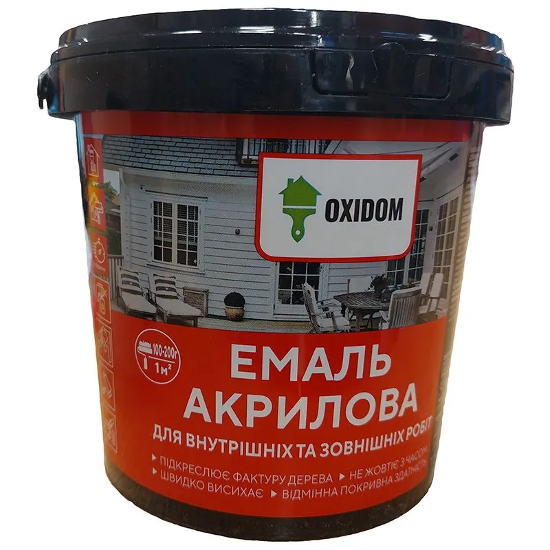 Эмаль акриловая Oxidom, 0,85 кг, белый купить недорого в Украине, фото 1