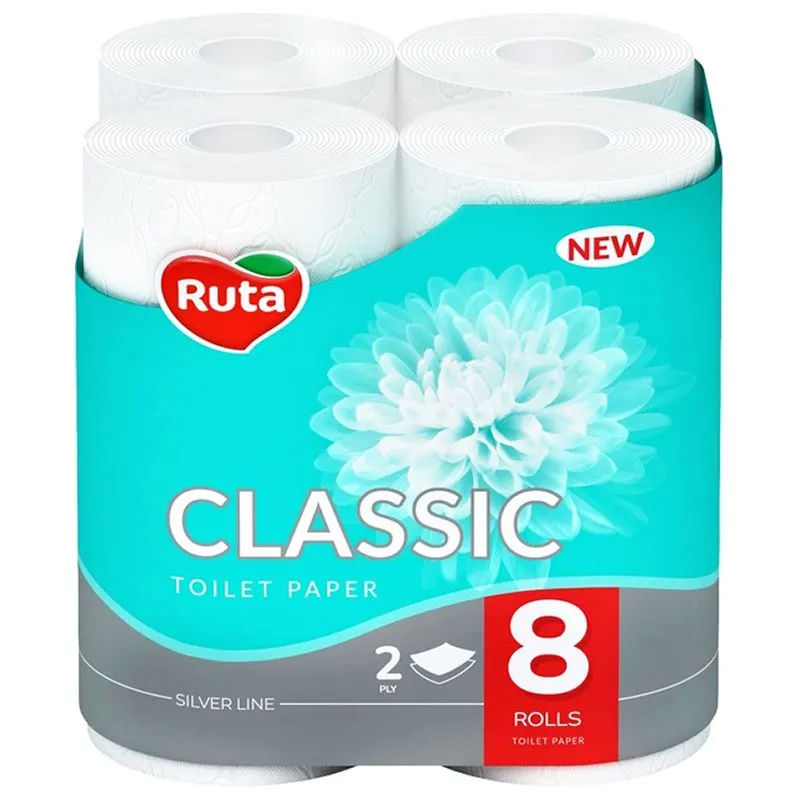 Туалетний папір Ruta Classic, 2-шаровий, білий, 8 шт. купити недорого в Україні, фото 1
