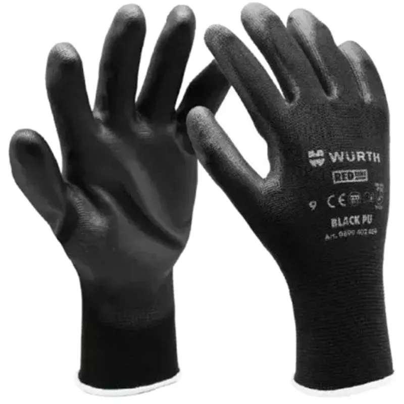 Перчатки защитные Wurth Black PU, L, полиэстер, черный, 0899402409 купить недорого в Украине, фото 1