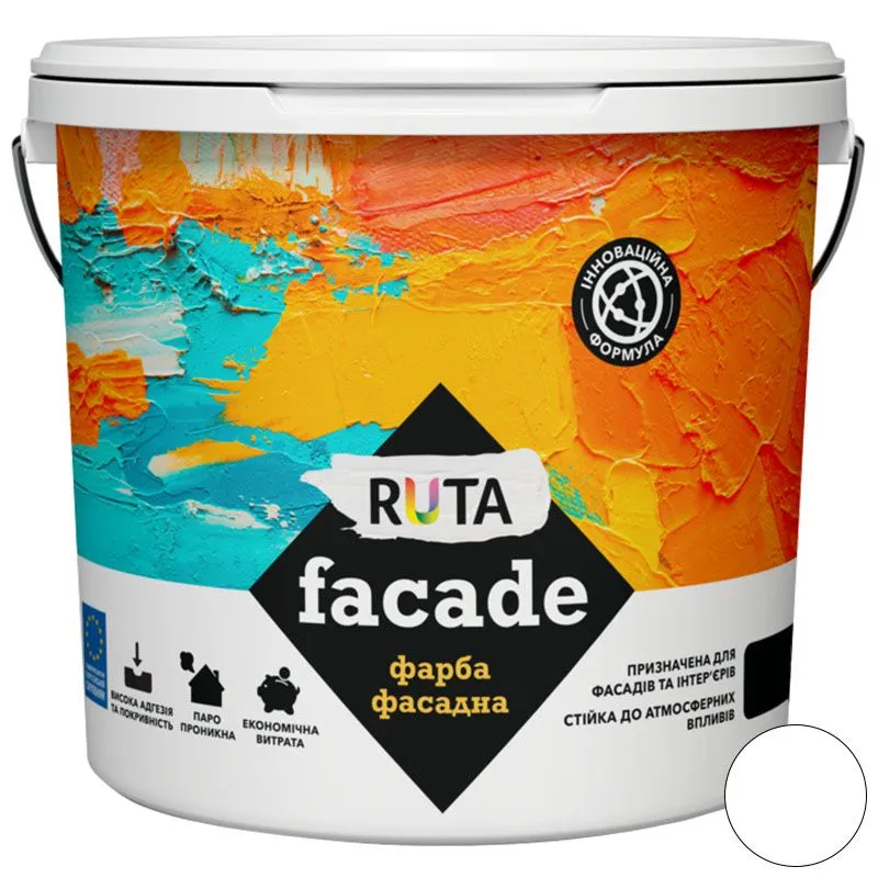 Фарба фасадна Ruta Facade, 14 кг, білий, матовий купити недорого в Україні, фото 1