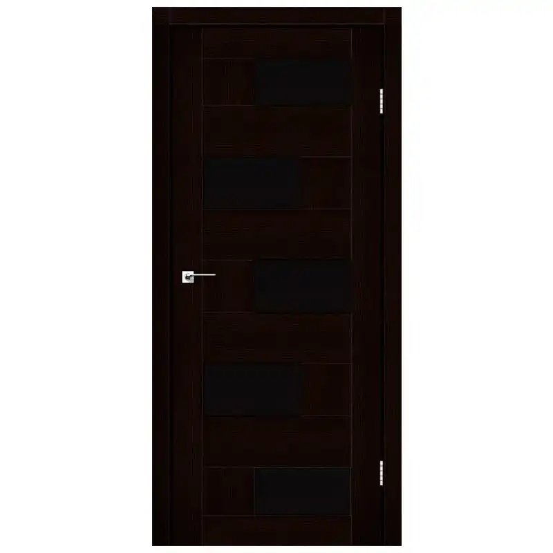 Дверне полотно StilDoors Nepal, 600х2000 мм, Венге Преміум, Чорне скло купити недорого в Україні, фото 1