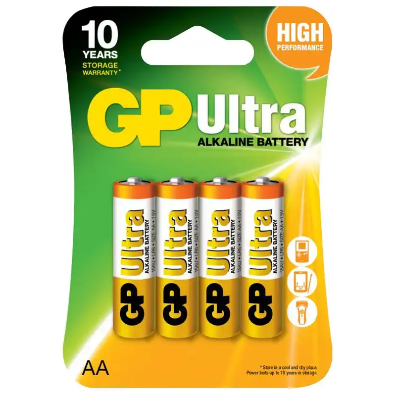 Батарейка GP Batteries Ultra Alkaline, 1,5V, 15AU-U4, LR6, AA, ЦБ-0052936 купити недорого в Україні, фото 1