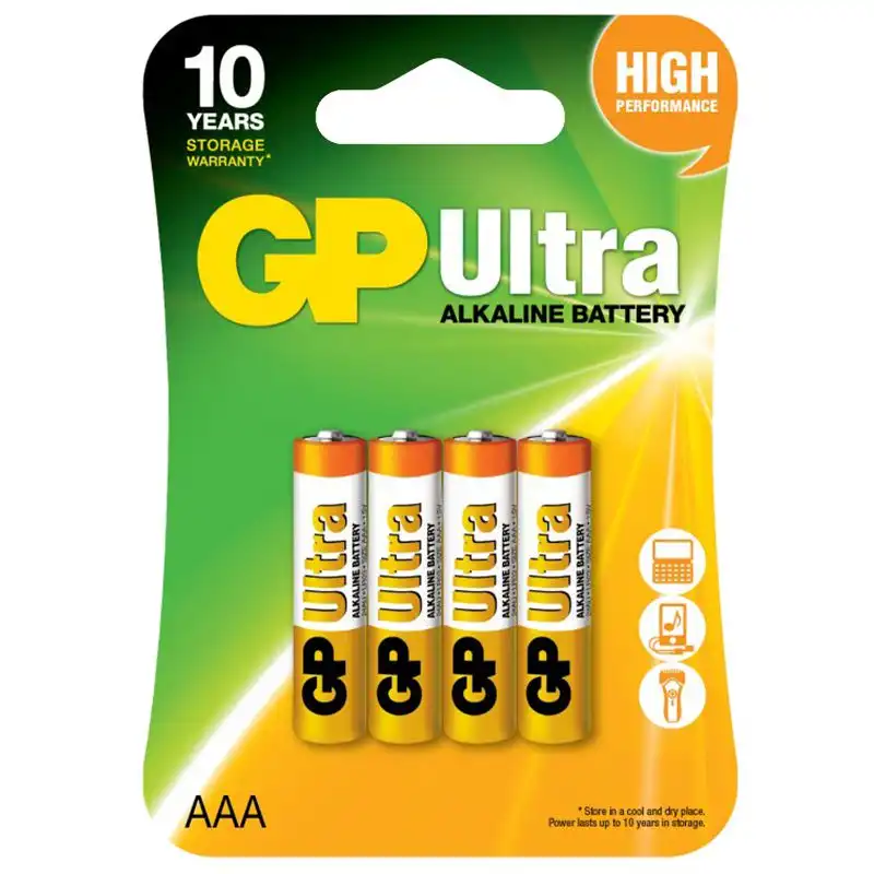 Батарейка GP Batteries Ultra Alkaline, 24AU-U4, LR03, AAA, 01-00000986 купити недорого в Україні, фото 1