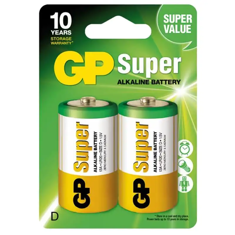 Батарейка GP Batteries Super Alkaline, 1.5V 13A-U2, LR20, D блістер купити недорого в Україні, фото 1