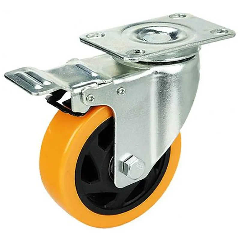 Колесо поворотне з гальмом 7102F-NL-100-R, 100 мм, I002A100PVC4PB купити недорого в Україні, фото 1