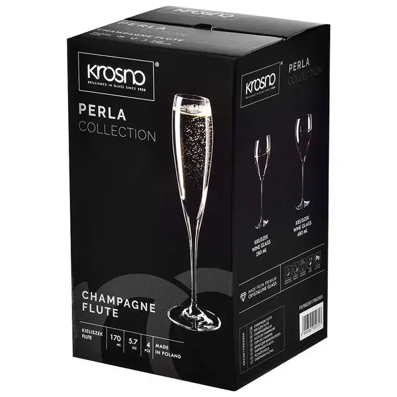Набір келихів для шампанського Krosno Perla Elegance, 170 мл, 4 шт, 911717 купити недорого в Україні, фото 2