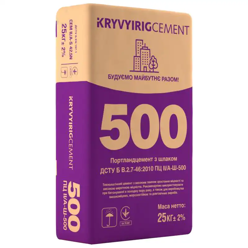 Цемент Kryvyi Rig Cement ПЦ ІІ/А-Ш-500, 25 кг купити недорого в Україні, фото 1