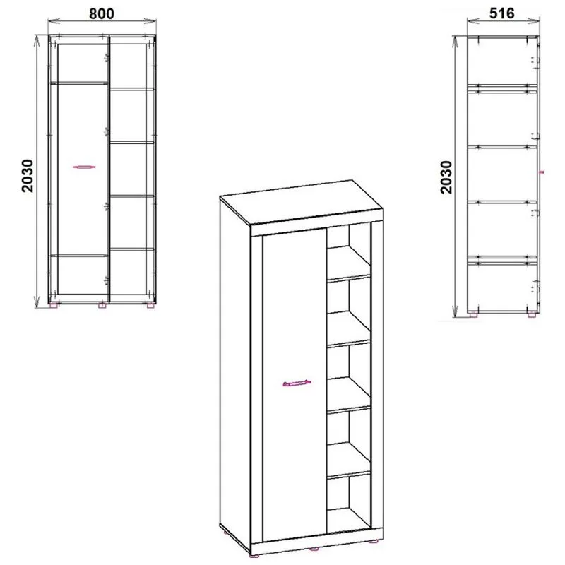 Шафа Компаніт МГ-1, 800х2030х516 мм, дуб сонома купити недорого в Україні, фото 2
