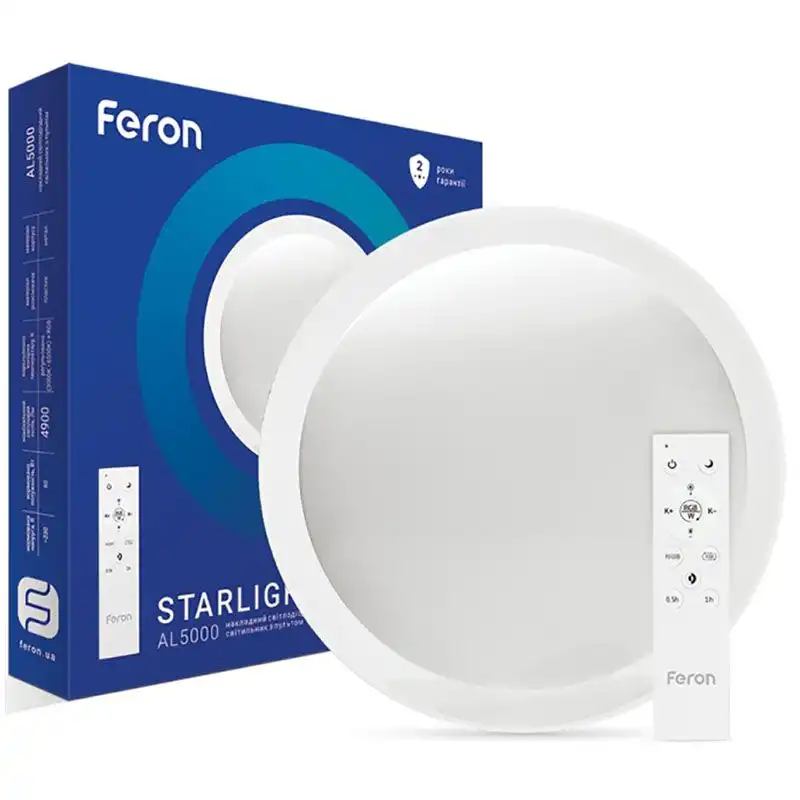 Світильник світлодіодний Feron AL5000, 60 Вт, RGB 3000-6500K, з пультом ДК, 6396 купити недорого в Україні, фото 1