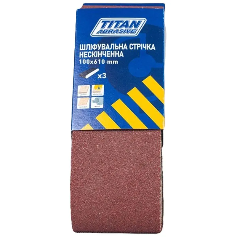 Шлифовальная лента Titan Abrasive, 100х610 мм, P60, 3 шт, TA100610060 купить недорого в Украине, фото 1