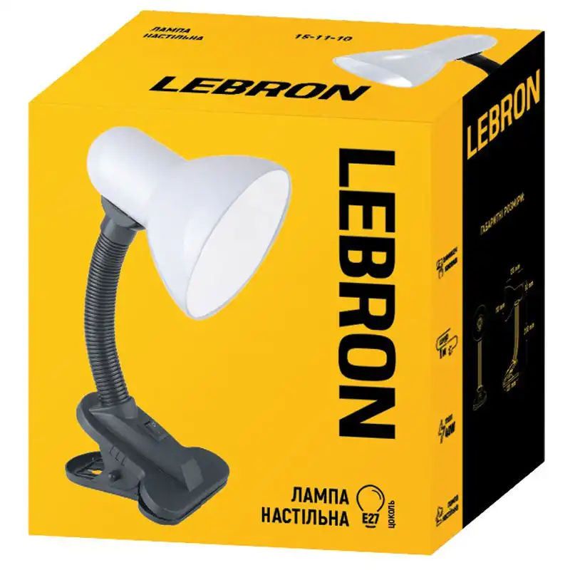 Лампа настільна з кліпсою Lebron L-TL-Clip E27, 40 Вт, білий, 15-11-10 купити недорого в Україні, фото 2