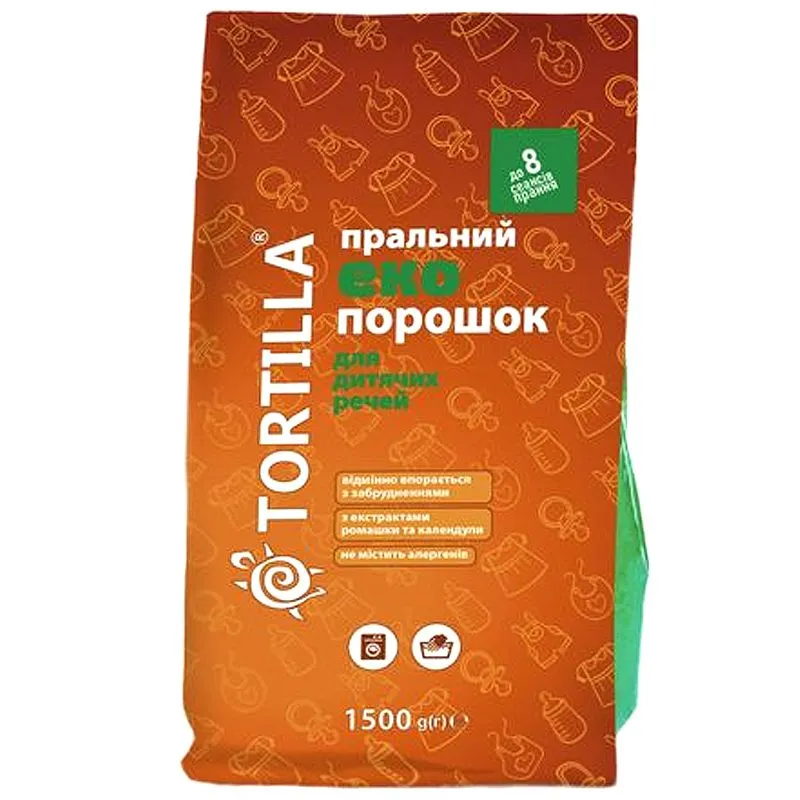 Пральний порошок для дитячих речей Tortilla ЕКО, 1,5 кг купити недорого в Україні, фото 1