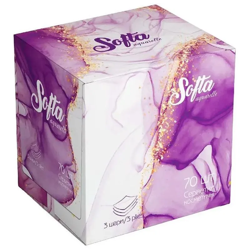 Серветки косметичні Softa Chisto Violet, 70 шт, 14407 купити недорого в Україні, фото 1