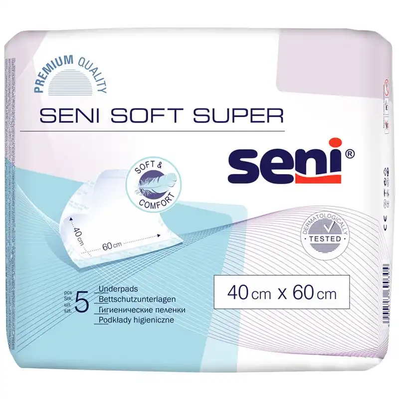 Пелюшки гігієнічні Seni Soft, 5 шт, 40x60 см, SE-091-SU05-001 купити недорого в Україні, фото 1