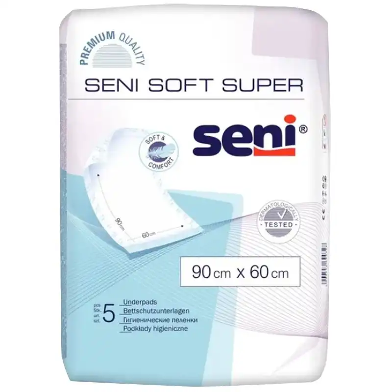 Пелюшки гігієнічні Seni Soft, 5 шт, 90x60 см, SE-091-SU05-003 купити недорого в Україні, фото 1