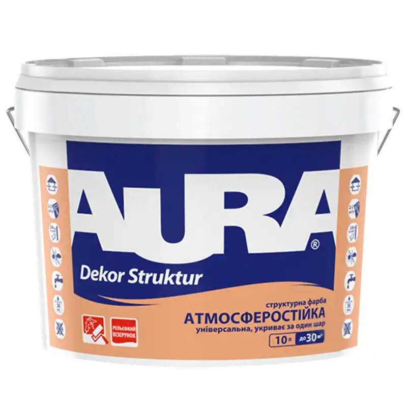 Фарба структурна Aura Dekor Struktur, 10 л купити недорого в Україні, фото 8493