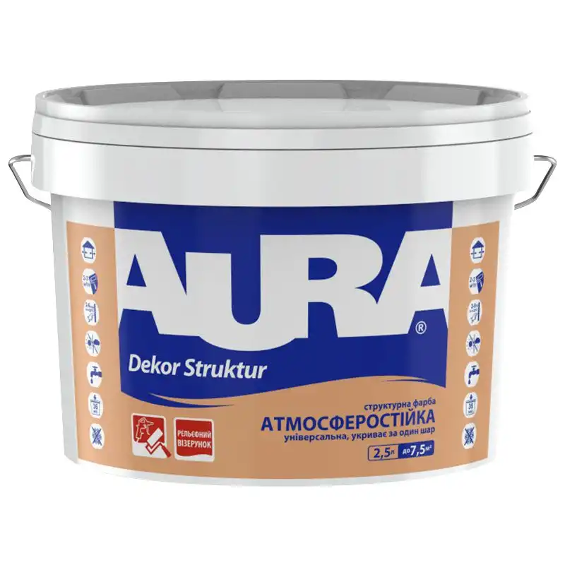 Фарба структурна Aura Dekor Struktur, 2,5 л купити недорого в Україні, фото 1