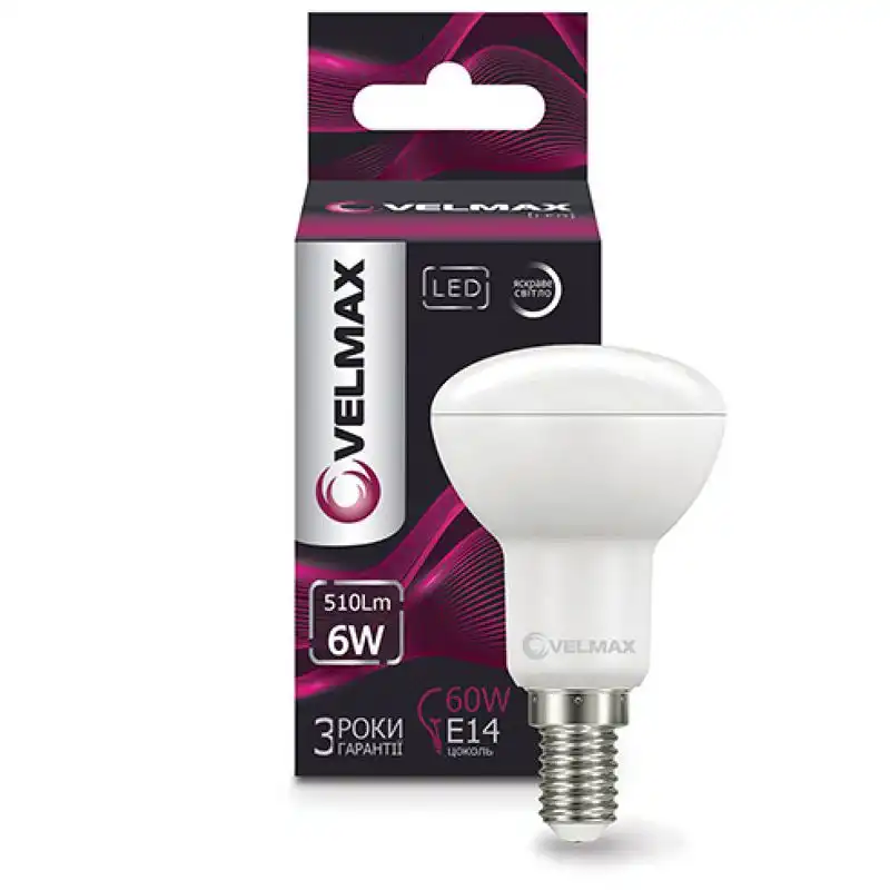 Лампа LED Velmax V-R50, 6W, E14, 4100K, 21-15-22 купити недорого в Україні, фото 1