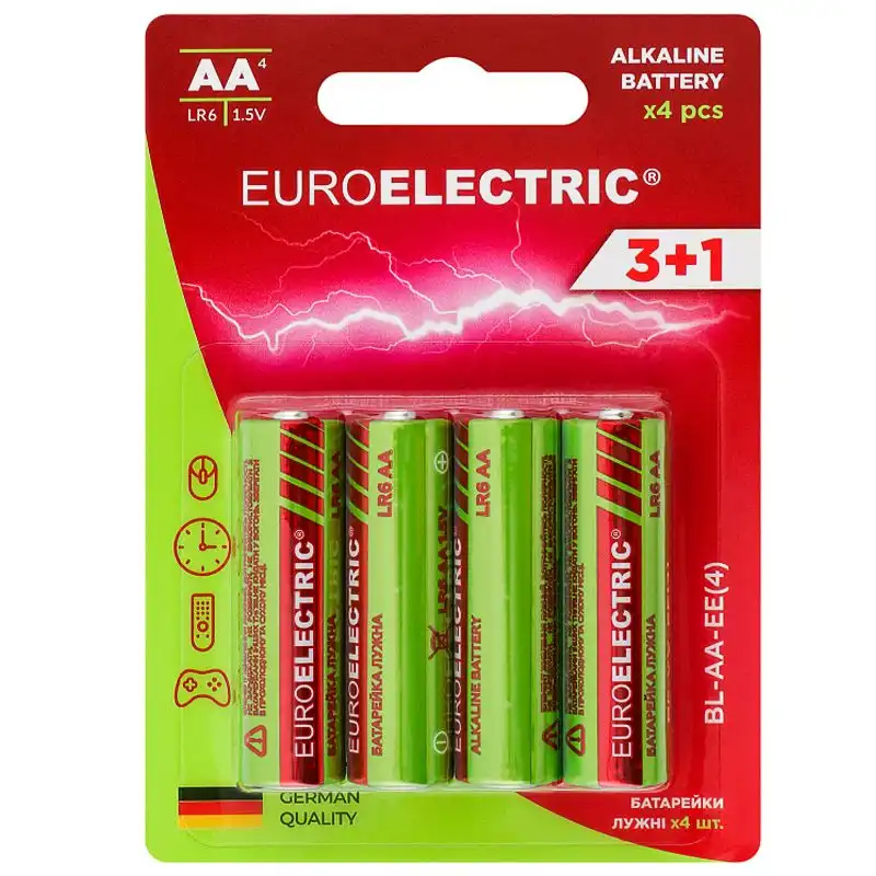 Батарейка Euroelectric AA LR6 1,5V, BL-AA-EE(4) купити недорого в Україні, фото 1