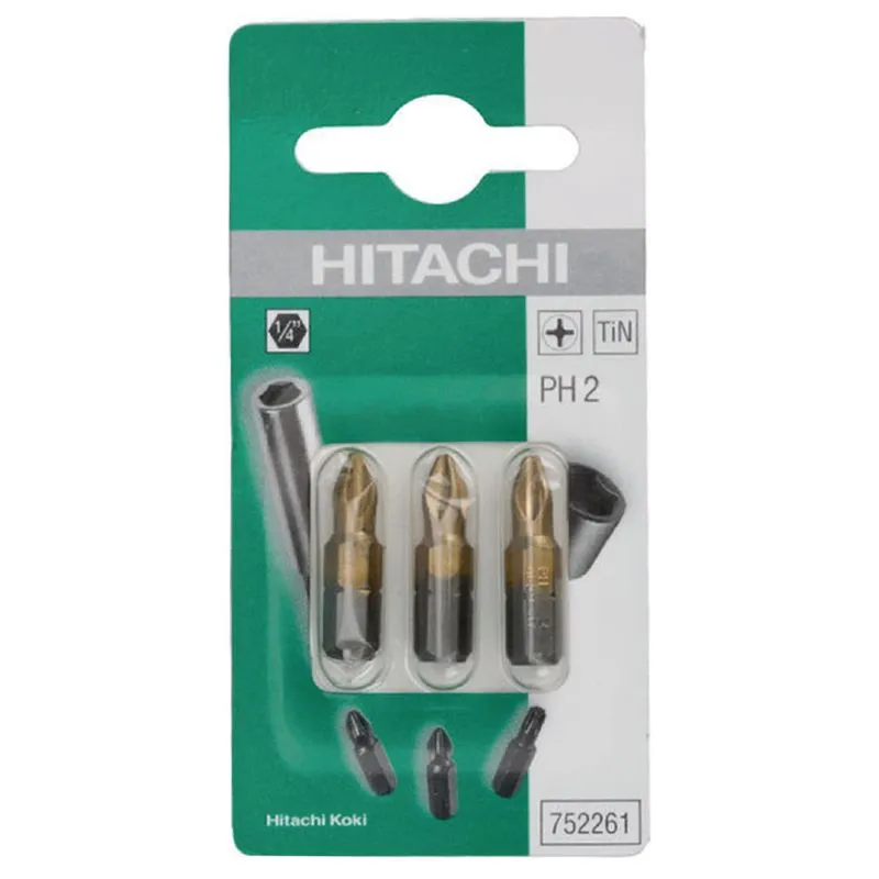 Набір біт Hitachi Titan PH2, 1/4", 3 шт, 752261 купити недорого в Україні, фото 2
