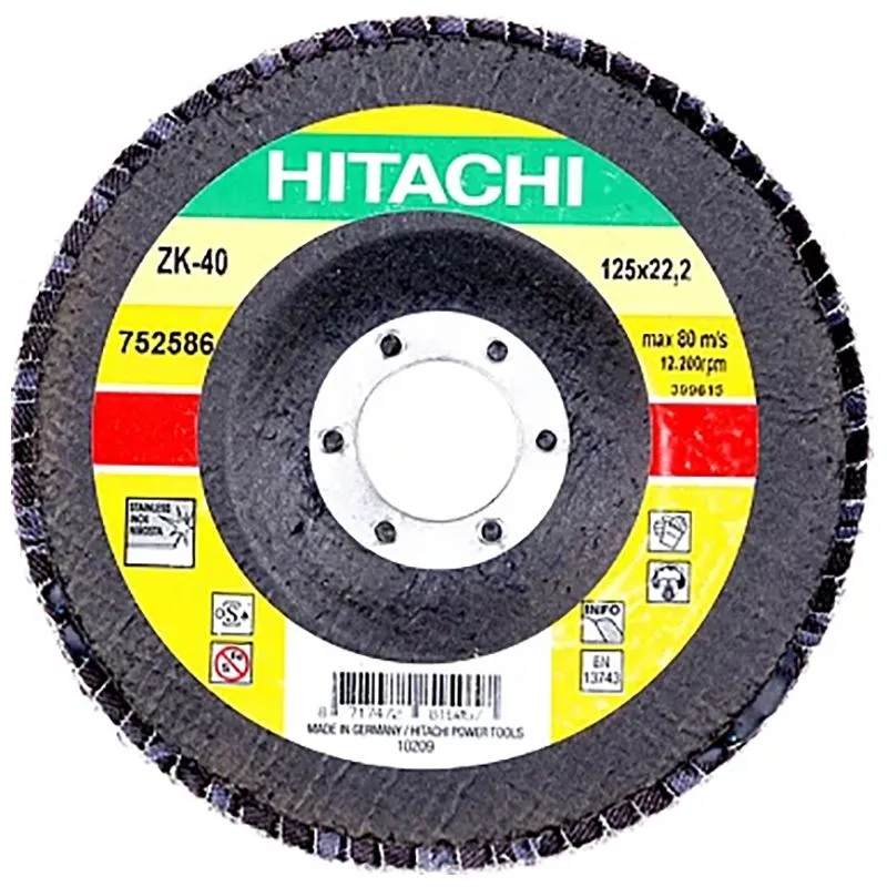 Круг лепестковый шлифовальный Hitachi, 125 мм, P40, 752586 купить недорого в Украине, фото 1
